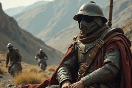 An older runner stretches on a sunlit forest trail, pausing mid-stride with focused determination amid vibrant greenery and warm afternoon light.